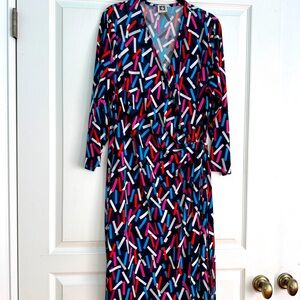 Colorful Geometric Patterned Wrap Dress